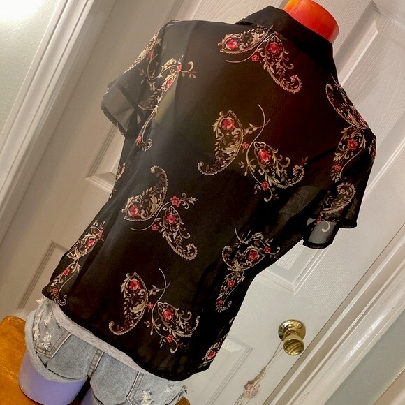 VINTAGE EMMA JAMES Petite paisley Filagree Floral Top - Picture 7 of 11